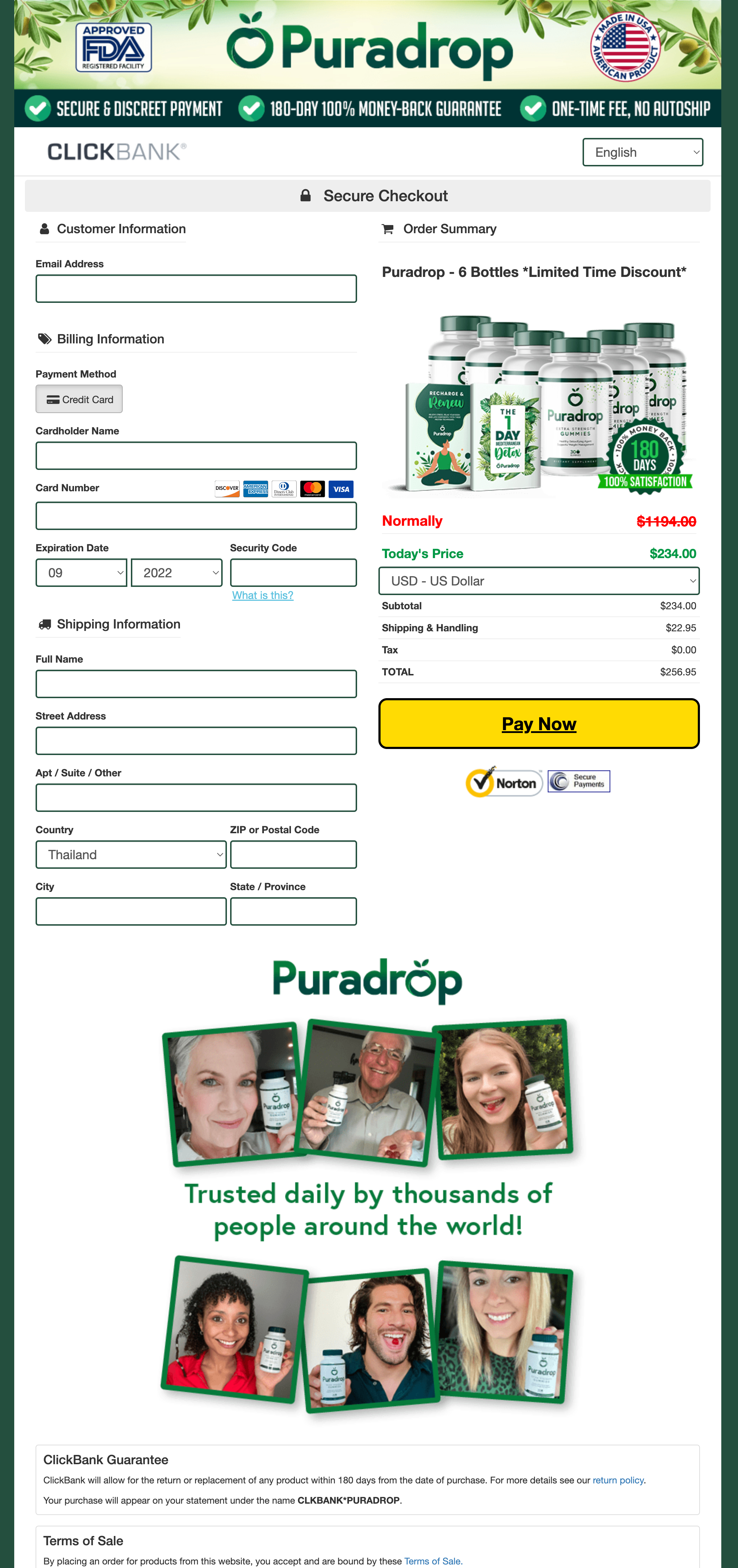 Puradrop - Order Page